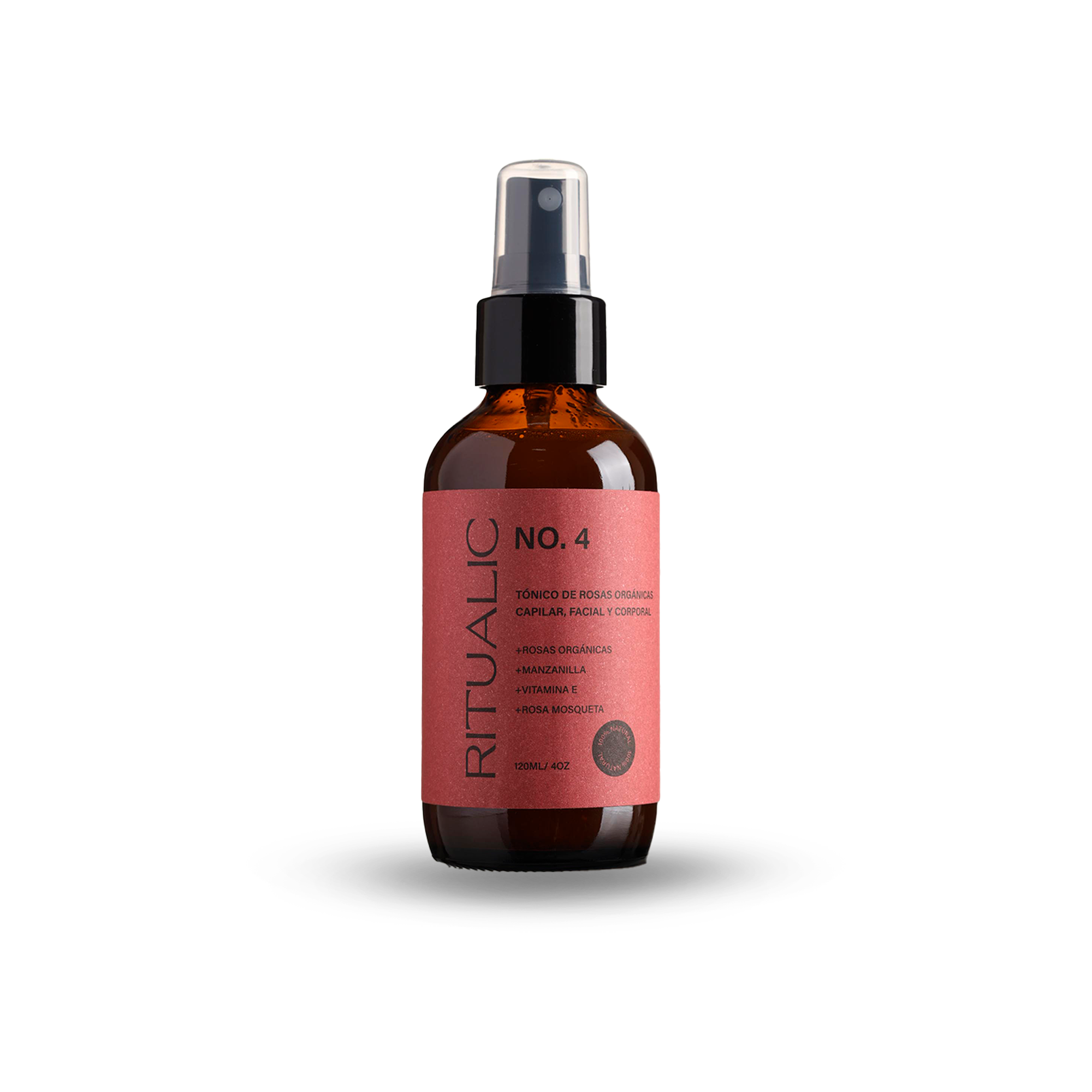NO.4 TÓNICO DE ROSAS ORGÁNICAS. CAPILAR, FACIAL Y CORPORAL